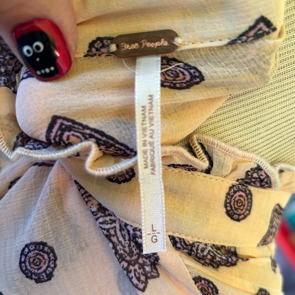 Free People Oversized Button Up Sheer top with layers Ruffled in and Under top - Picture 5 of 12